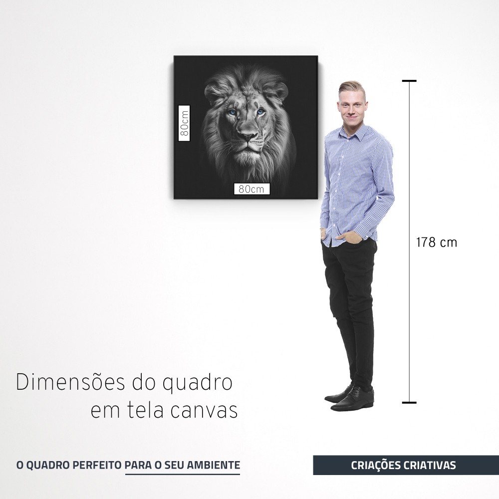 Quadro decorativo Leão com olhar azul profundo