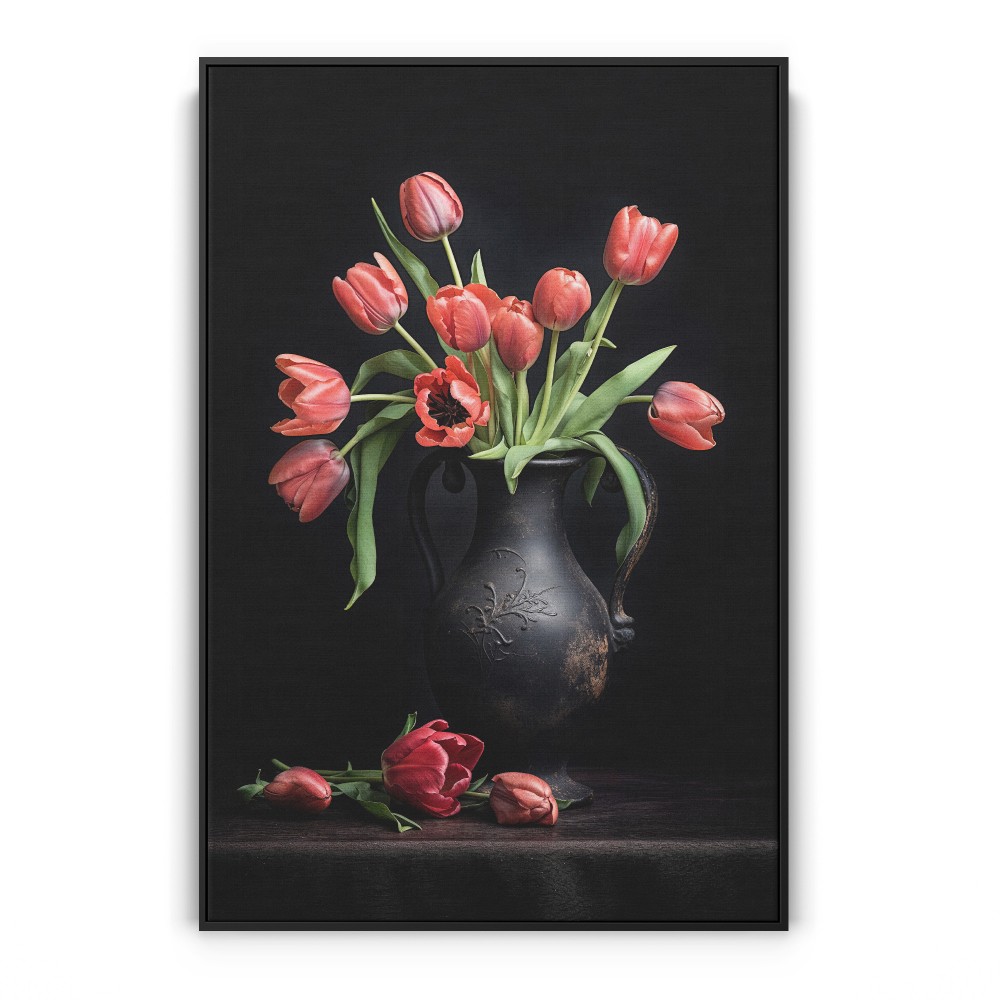 Quadro decorativo Tulipas em Vaso de Ébano